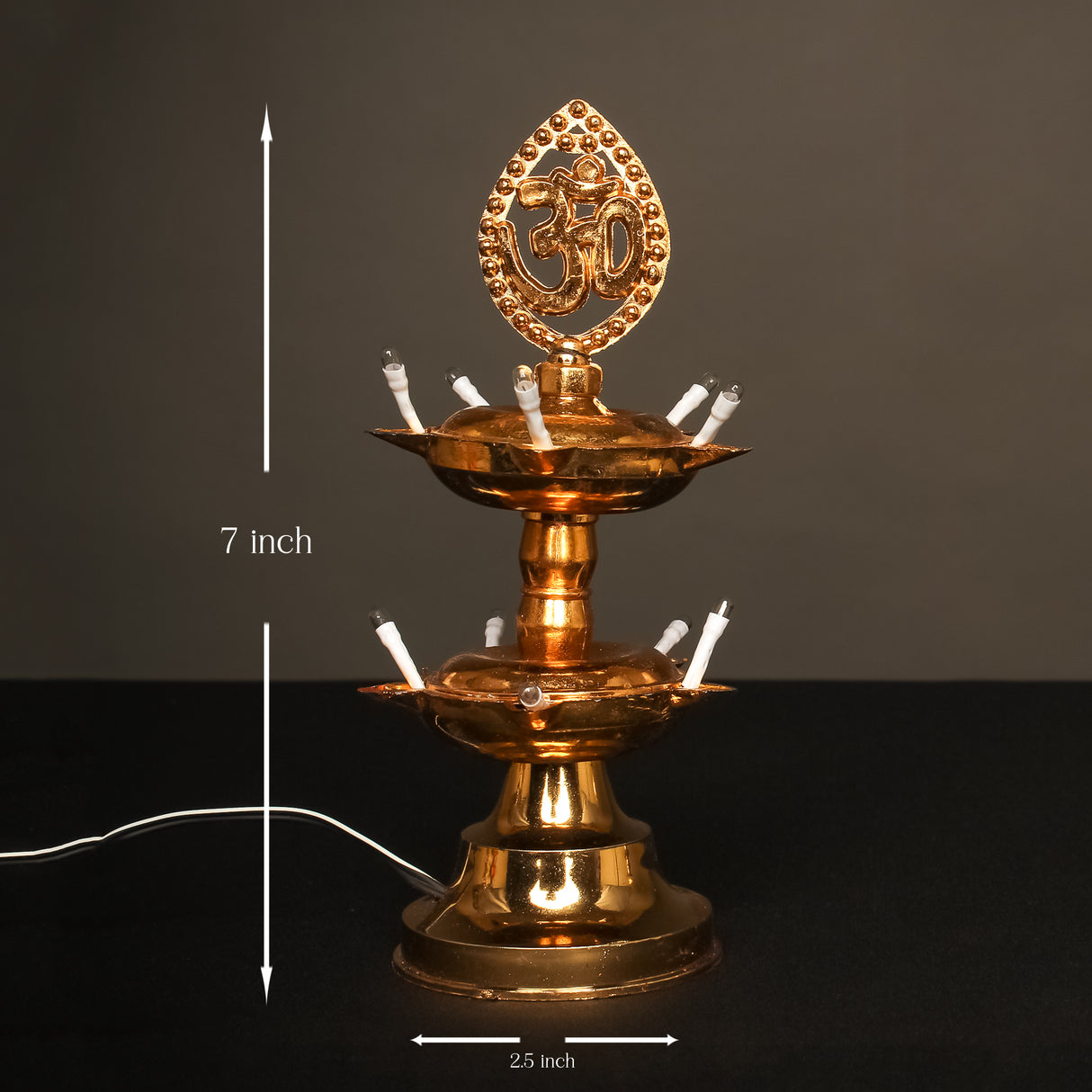 Get FREE Wall Hanging Electric Diya Lamp for Mandir Décor | OM Design | Multi-Level Deepam Vilakku for Diwali, Pooja, Temple, and Home Décor