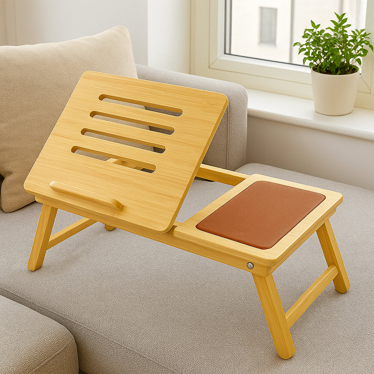 Adjustable Foldable Wooden Lap Desk with Built-in Storage Drawers – Portable Laptop Stand & Breakfast Tray for Bed, Couch, or Sofa Use