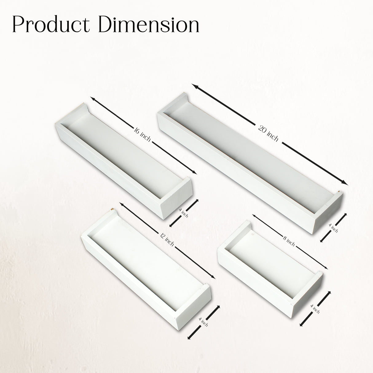 Modern 4-Piece Wooden Floating Wall Shelves for Home Decor & Storage