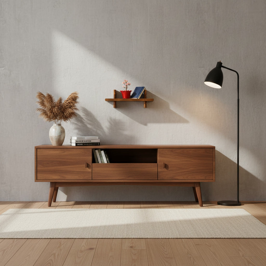 Wooden Floating Shelf Wall Mounted – Minimal Ledge Shelf for Plants, Books, Bathroom & Entryway Decor