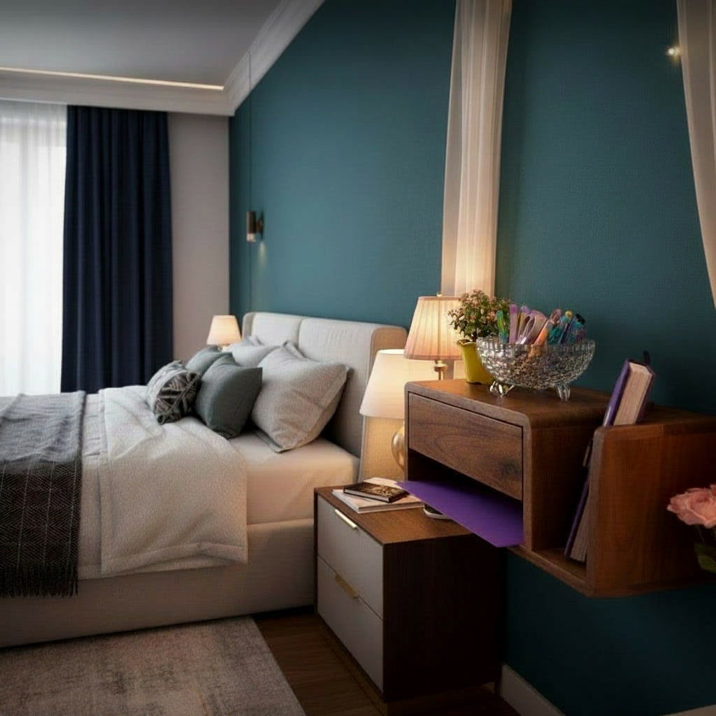 Handmade Wooden Wall Mounted Drawer – Floating Bedside Storage Drawer for Bedroom & Home Décor