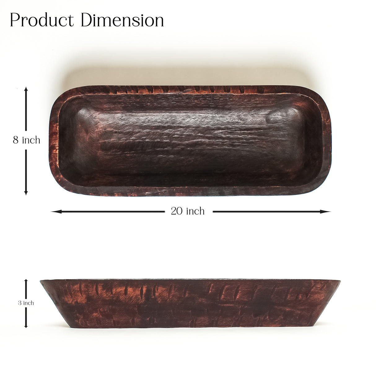 Rustic Wooden Dough Bowl – Handcrafted Decorative Centerpiece (20" x 8" x 3")