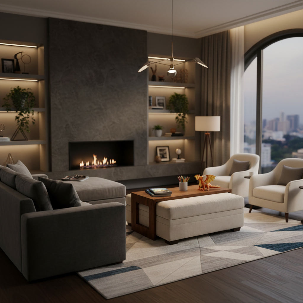 Wooden Ottoman Tray Table | Fits Over Ottoman | Modern Coffee Table for Sofa & Living Room