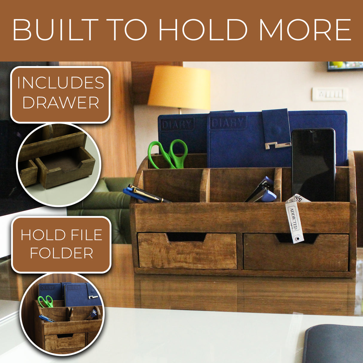 Desk Organizer with Drawer โ Multi-Functional Desktop Storage Box for Office Supplies