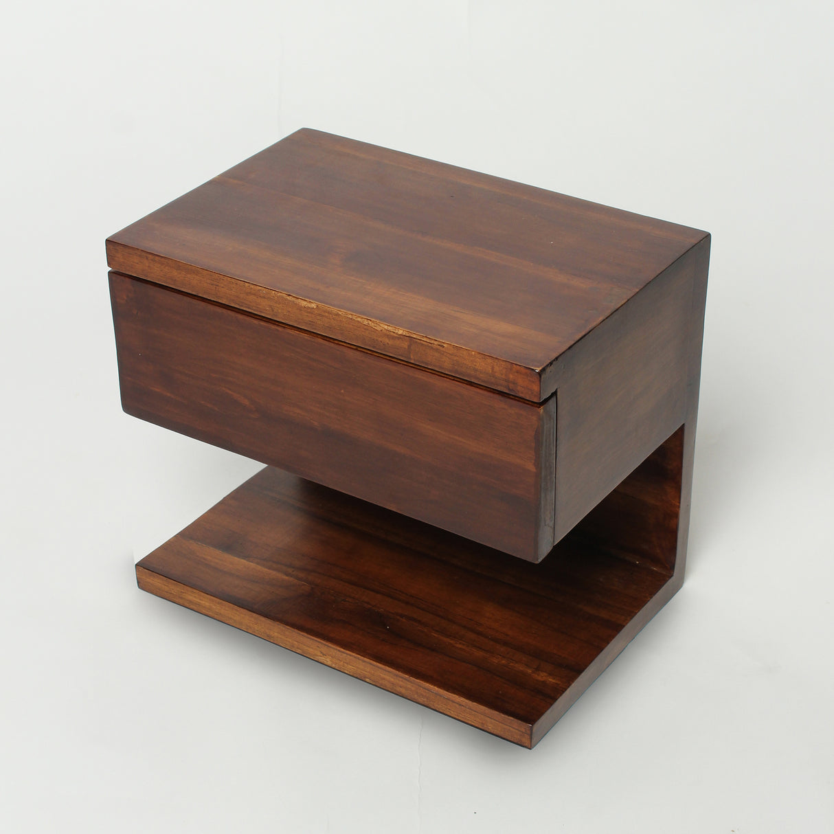 Solid Wood Wall Mounted Shelf with Drawer – 11.7 x 10 Inch, Natural Brown Finish