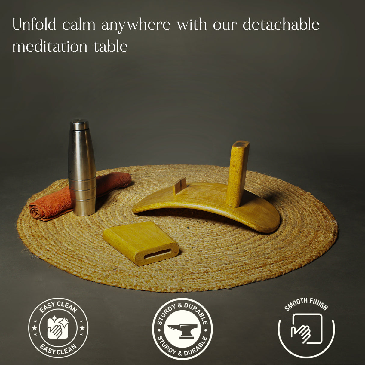 Handcrafted Wooden Meditation Bench – Ergonomic, Detachable Yoga Stool for Mindful Seating & Posture Support