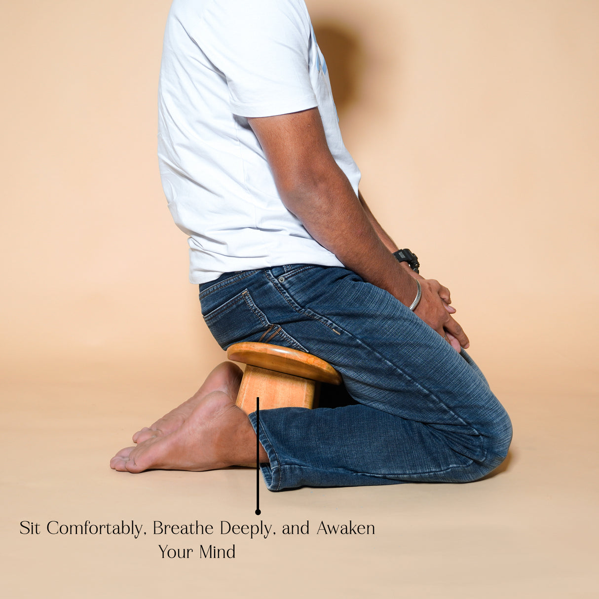 Handcrafted Wooden Meditation Bench – Ergonomic, Detachable Yoga Stool for Mindful Seating & Posture Support