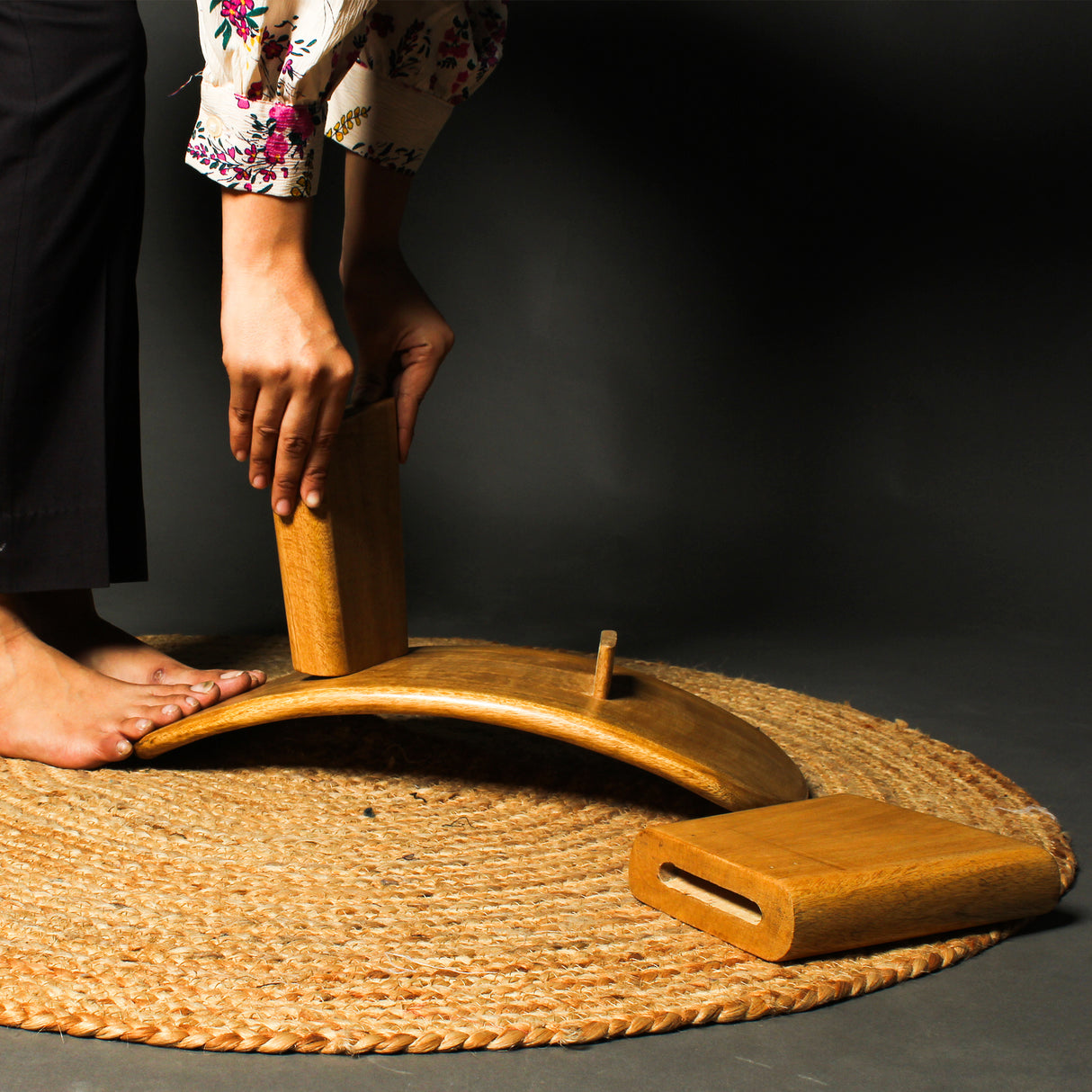 Handcrafted Wooden Meditation Bench – Ergonomic, Detachable Yoga Stool for Mindful Seating & Posture Support