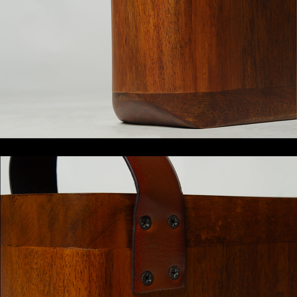 Handcrafted Solid Wood Step Stool with Leather Carry Handle