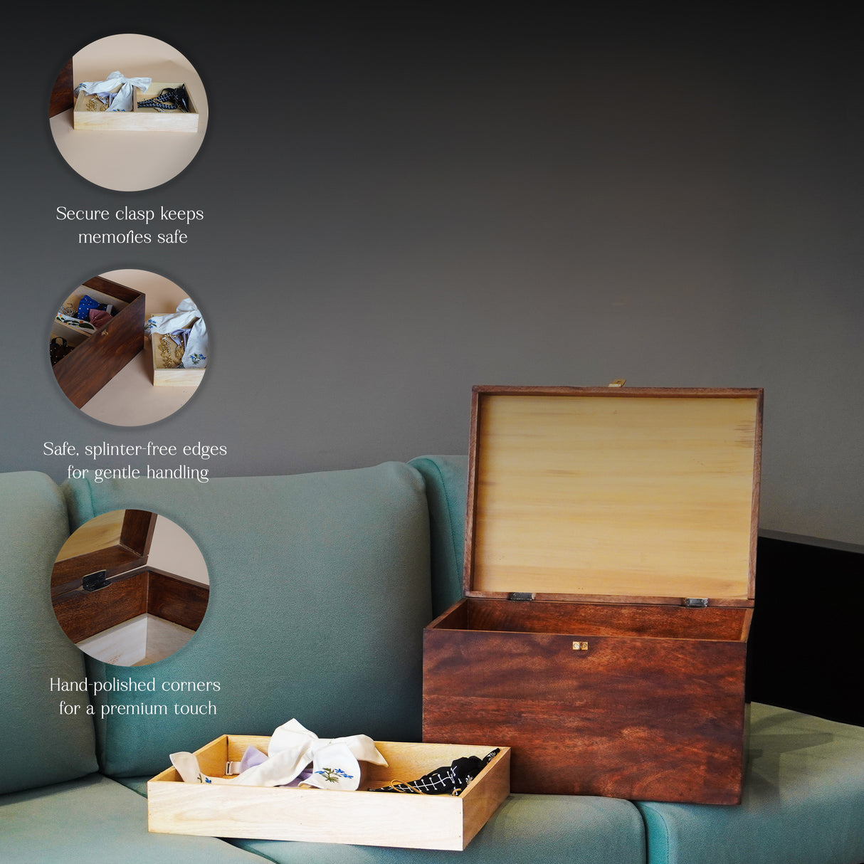 Luxury Wooden Keepsake Memory Box–Secure Elegant Storage