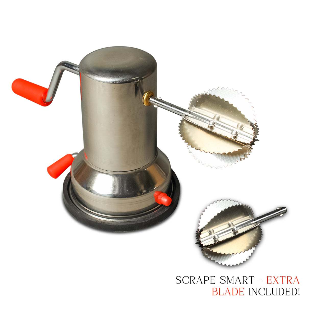 Free Interchangeable Blade Included – Stainless Steel Coconut Scraper for Kitchen – Manual Shredder with Rotatable Handle, Vacuum Base, Easy Operation, Durable Silver Tool