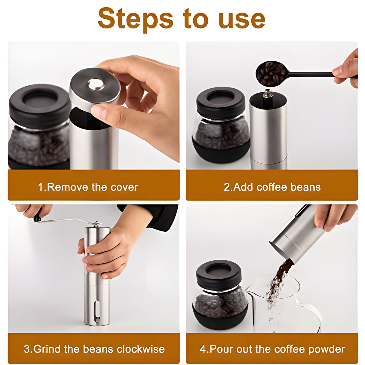 Portable Stainless Steel Coffee Grinder for kitchen, Manual & Adjustable, Travel-Friendly