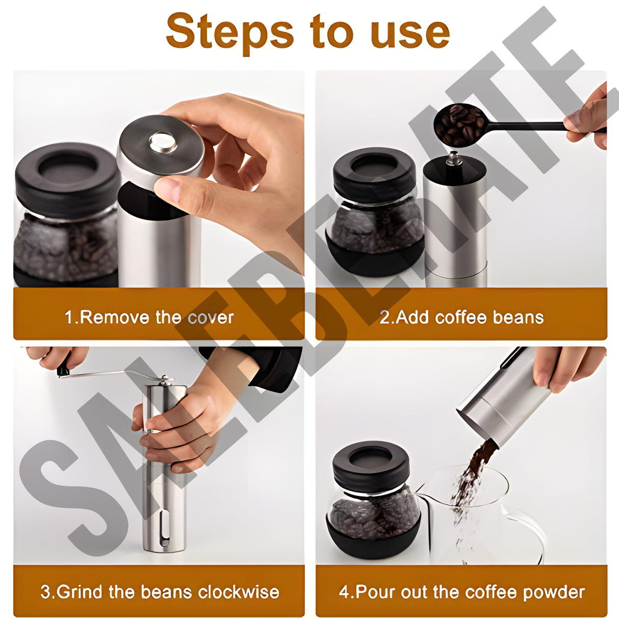 Portable Stainless Steel Coffee Grinder for kitchen, Manual & Adjustable, Travel-Friendly