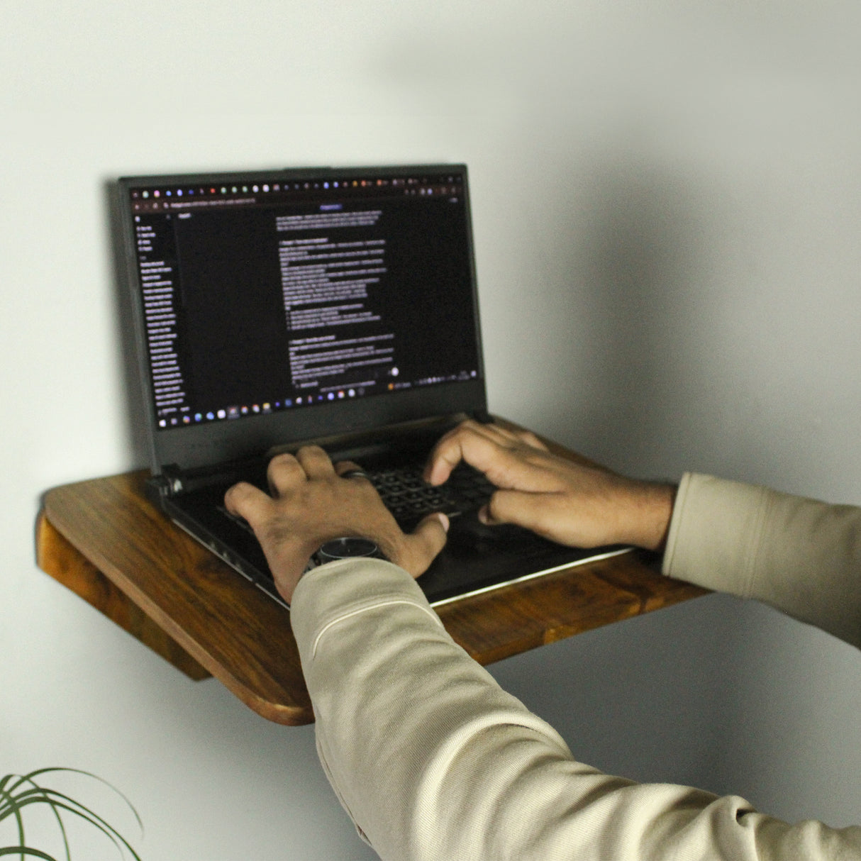 Premium Wall-Mounted Wooden Laptop Shelf | Space-Saving Foldable Desk for Work-from-Home | Strong Support Stand | Smooth Finish | Study & Office Table for Small Spaces