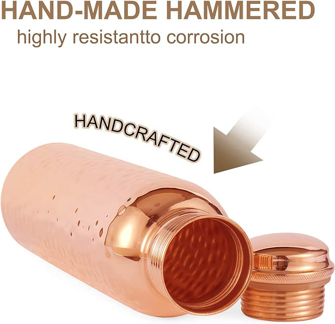 Pure Copper Water Bottle Set of 2 – Leak-Proof & Travel-Friendly with Health Benefits