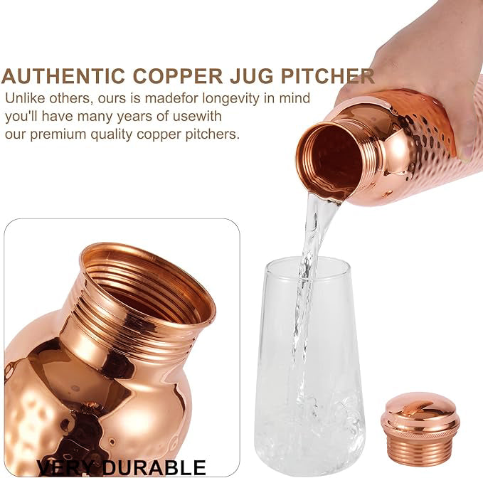 Pure Copper Water Bottle Set of 2 – Leak-Proof & Travel-Friendly with Health Benefits