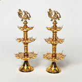 Electric Golden Peacock Top LED Diya Lamp for Pooja Room, Mandir Decoration & Diwali Festival – 11 Inch