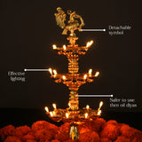 Electric Golden Peacock Top LED Diya Lamp for Pooja Room, Mandir Decoration & Diwali Festival – 11 Inch