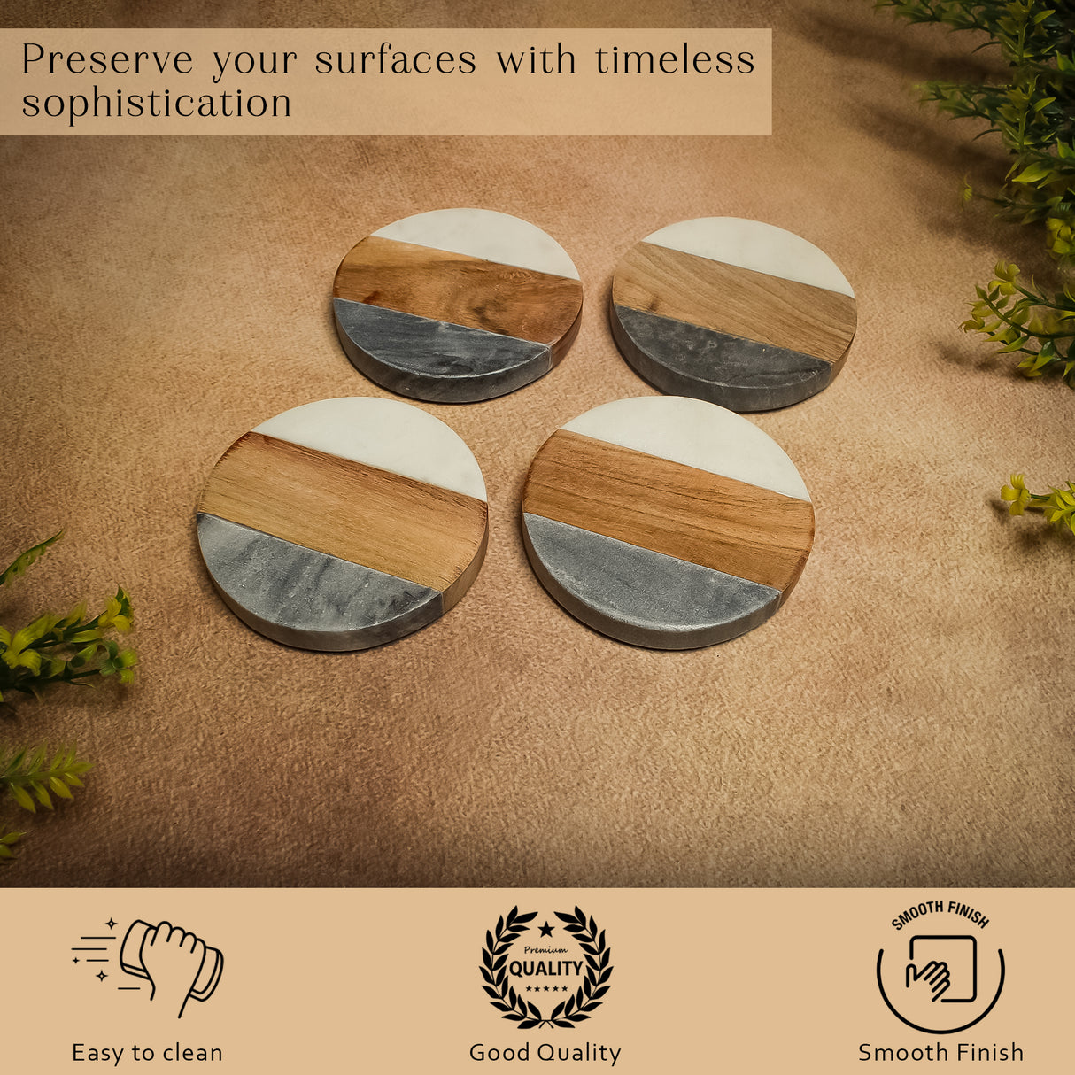 Round Charcoal Stone Coasters