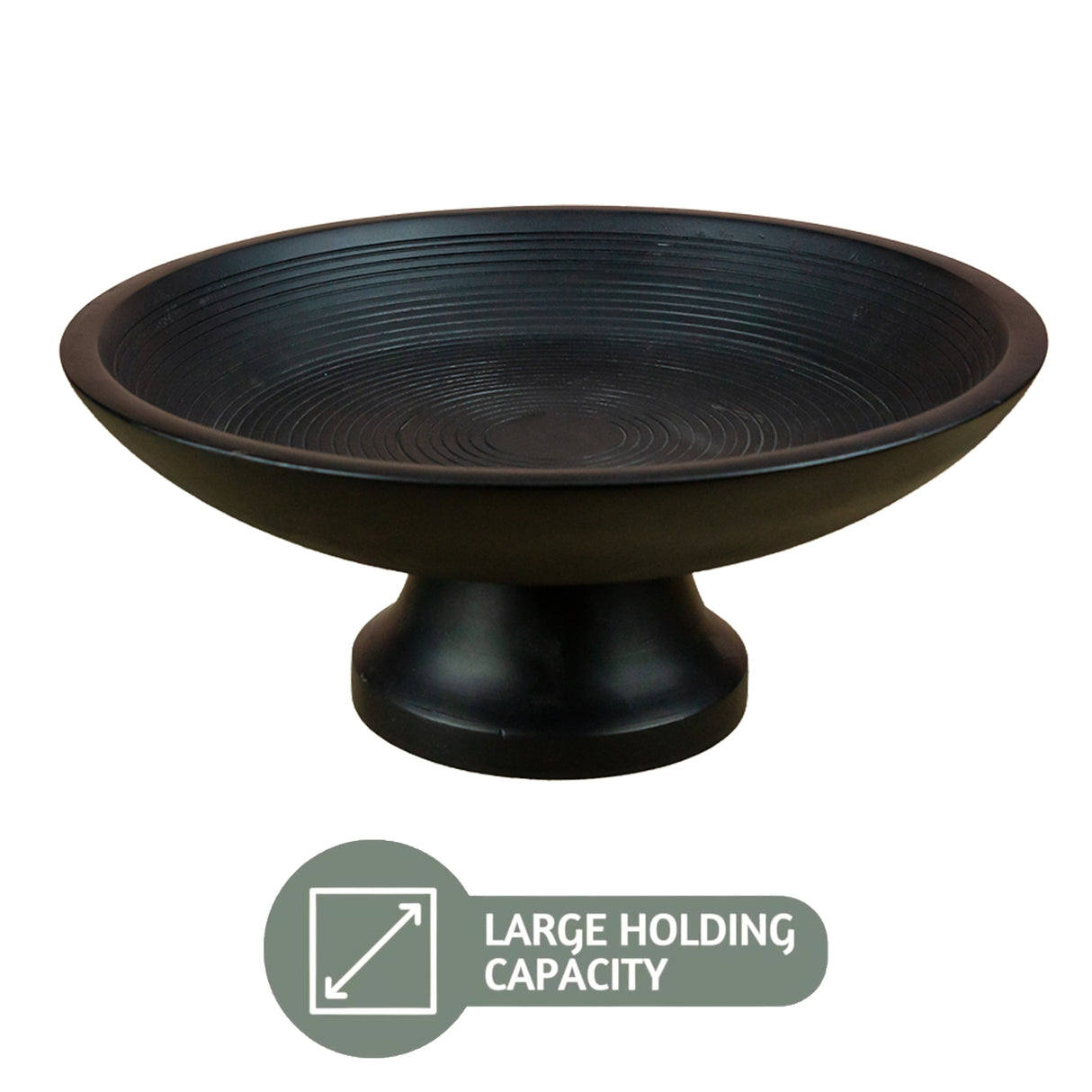 Wooden Pedestal Fruit Bowl with Adjustable Base – Mango Wood Decorative Bowl (Black)