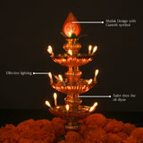 Saleberate Electric Golden LED Diya Lamp with Flame Design | Multi-Layer Temple Pooja Diya Light for Home, Mandir & Festivals