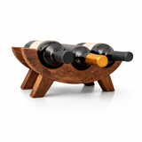 Wooden Wine Rack – Modern Countertop Wine Bottle Holder – Decorative Solid Wood Wine Stand for Kitchen, Bar & Dining