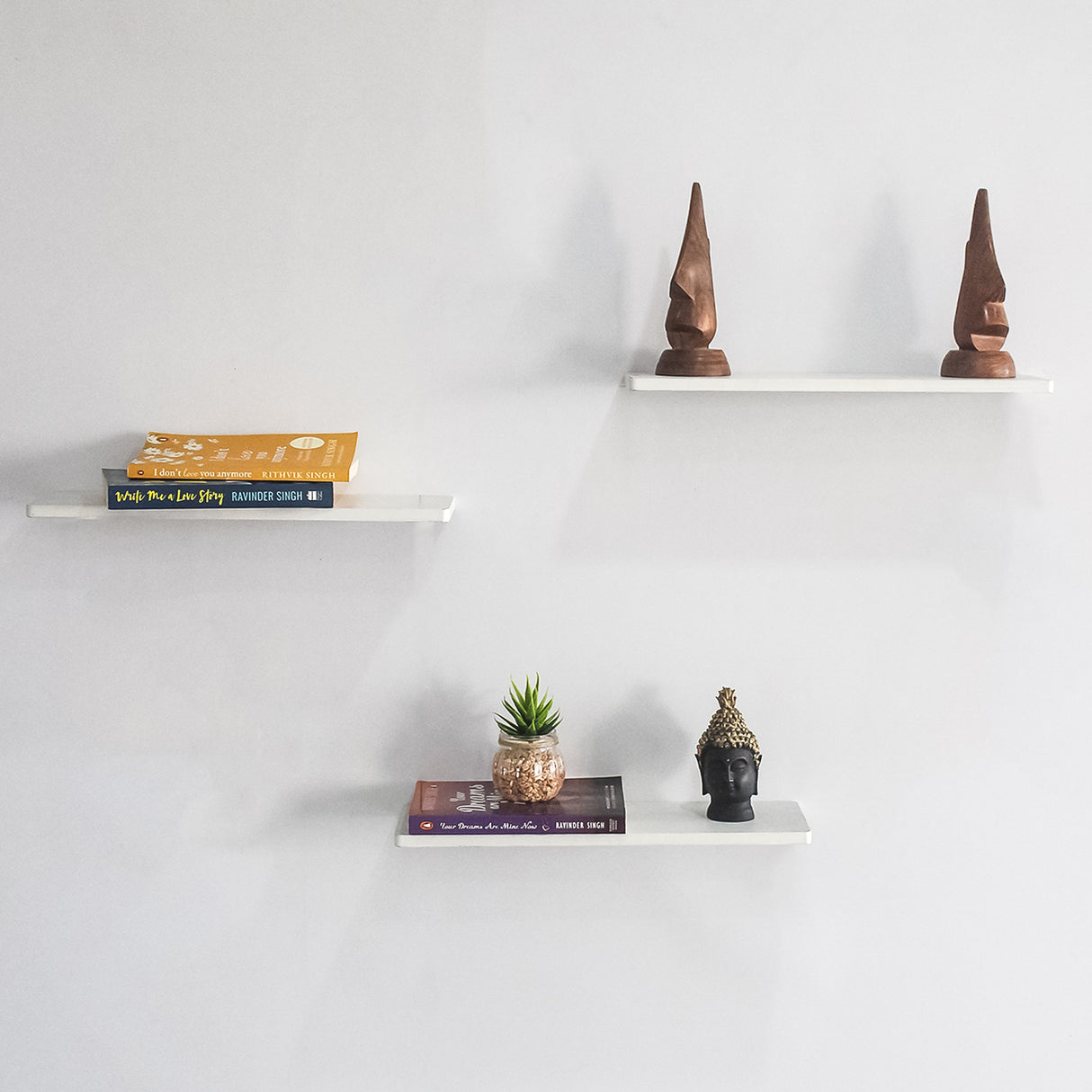 Sleek Wooden Floating Wall Shelf Set of 3