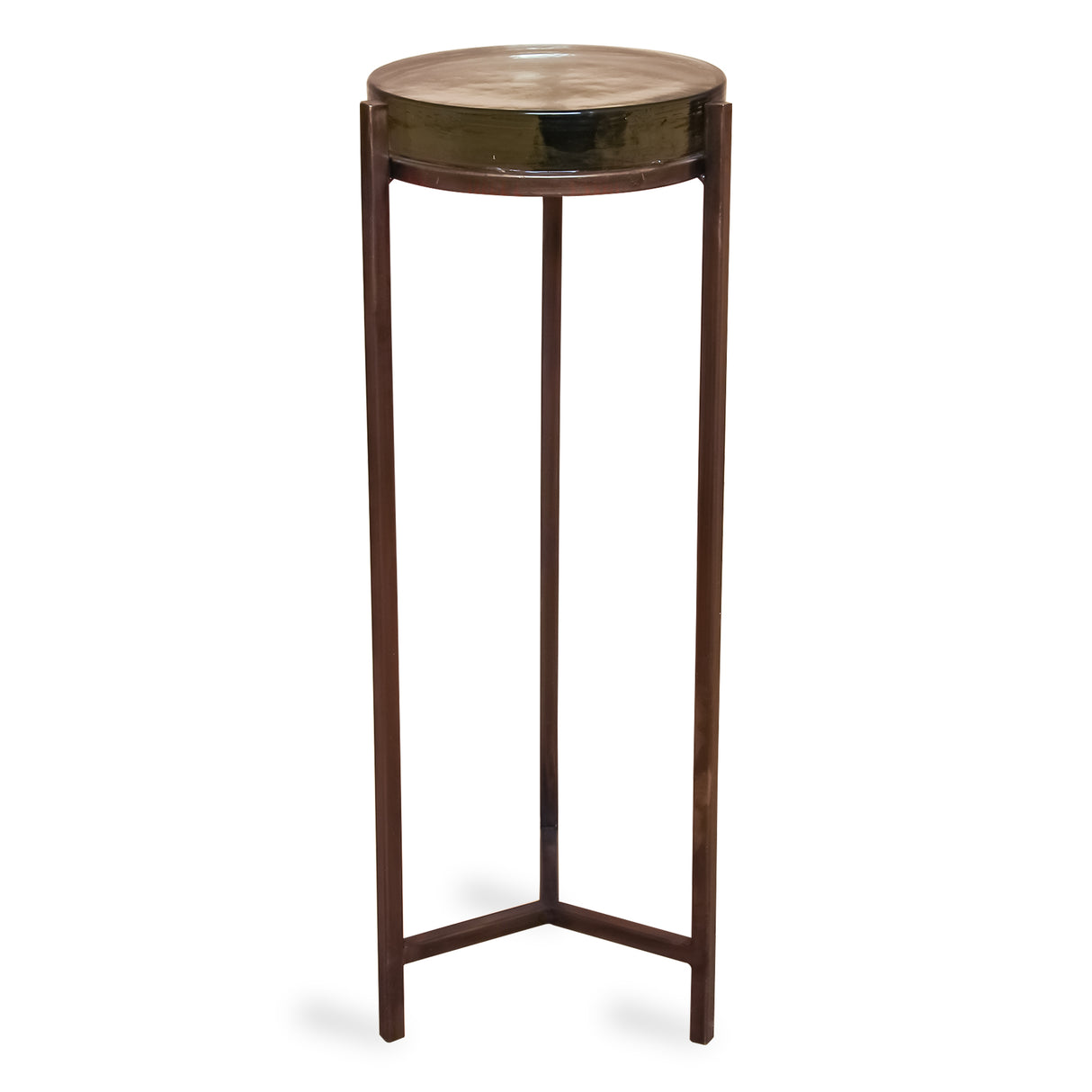 Elegant Antique Brass Side Table with Textured Glass Top - 23 Inch Furniture for Home