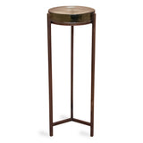 Elegant Antique Brass Side Table with Textured Glass Top - 23 Inch Furniture for Home