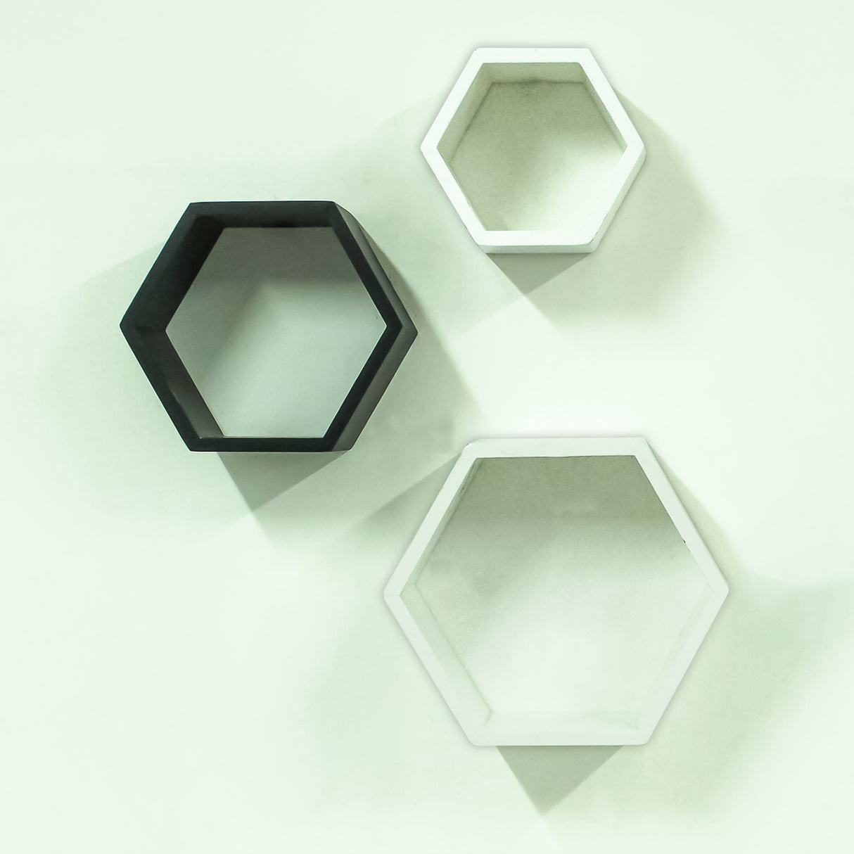 Modern Wooden Hexagon Shelf Set of 3