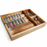 Premium Solid Wood Kitchen Drawer Organizer with Spice Jar & Cutlery Compartments – Handcrafted Modular Storage Tray for Neat & Elegant Kitchens