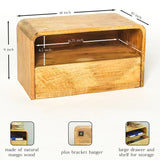 Modern Floating Side Table with Drawer, Wooden Shelf, 18"x10"x9" (Natural)