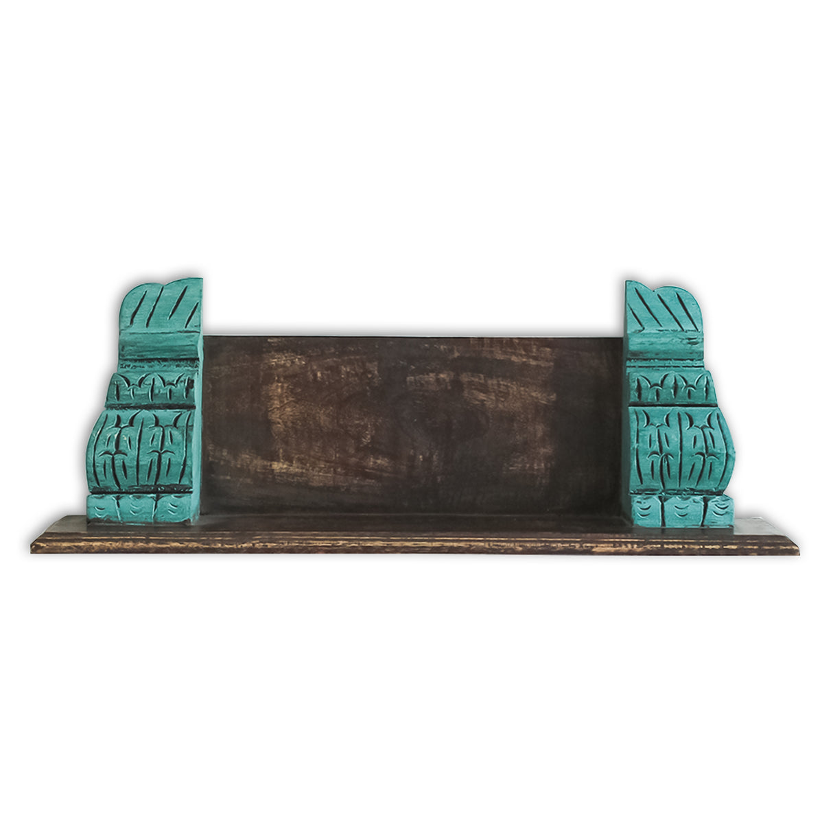 Antique-Style Distressed Wooden Wall Shelf (Blue)