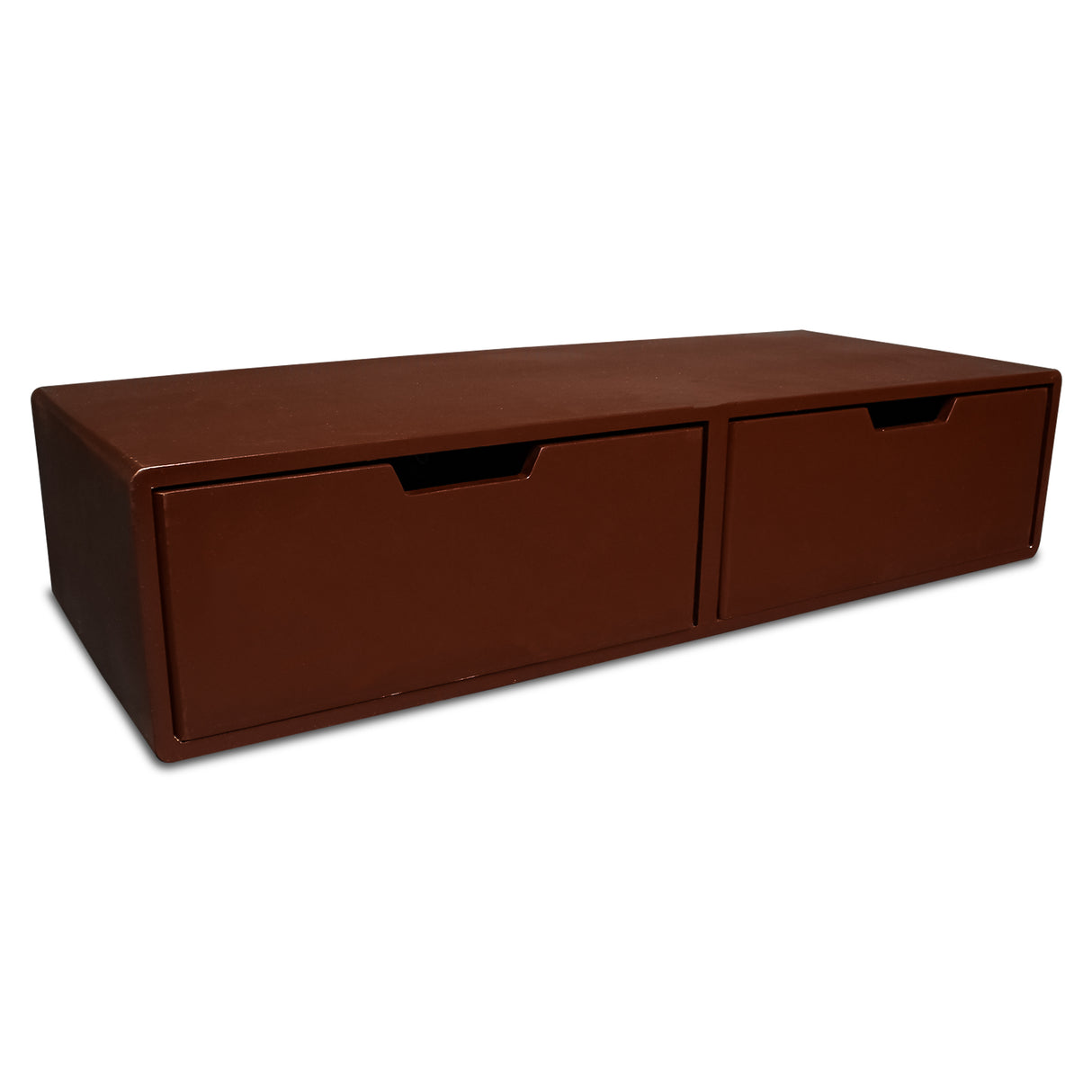 Modern Wooden Dual Floating Drawer - Wall-Mounted Storage Solution (Brown)