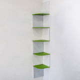 5-Tier Floating Corner Wall Shelf (Green & White)