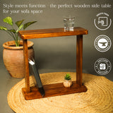 Premium Wooden DIY Side Table for Sofa & Living Room - Compact & Durable Walnut Finish Coffee Table -Easy to Assemble Multipurpose Bedside Table