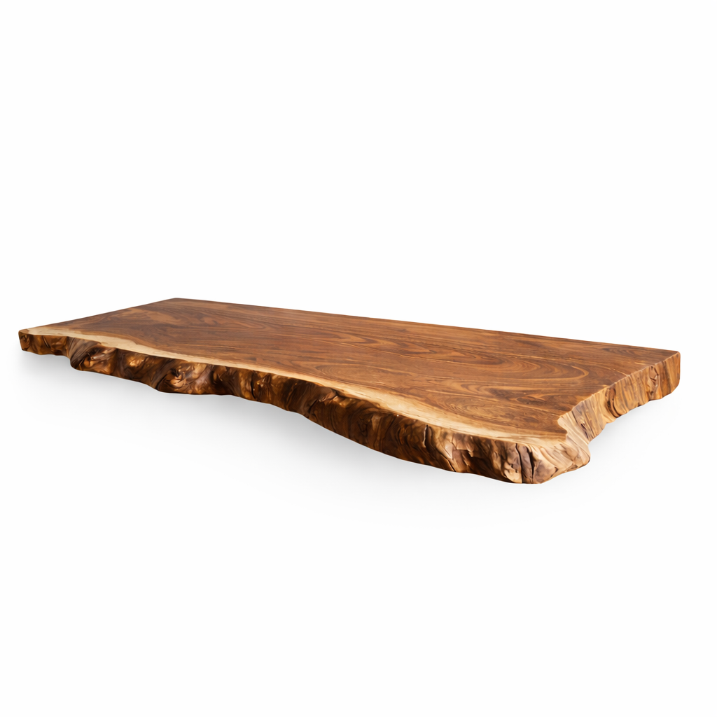 Solid Wood Live Edge Slab Tabletop – Natural Rustic Wooden Board with Organic Grain Finish for Dining, Coffee & Console Tables
