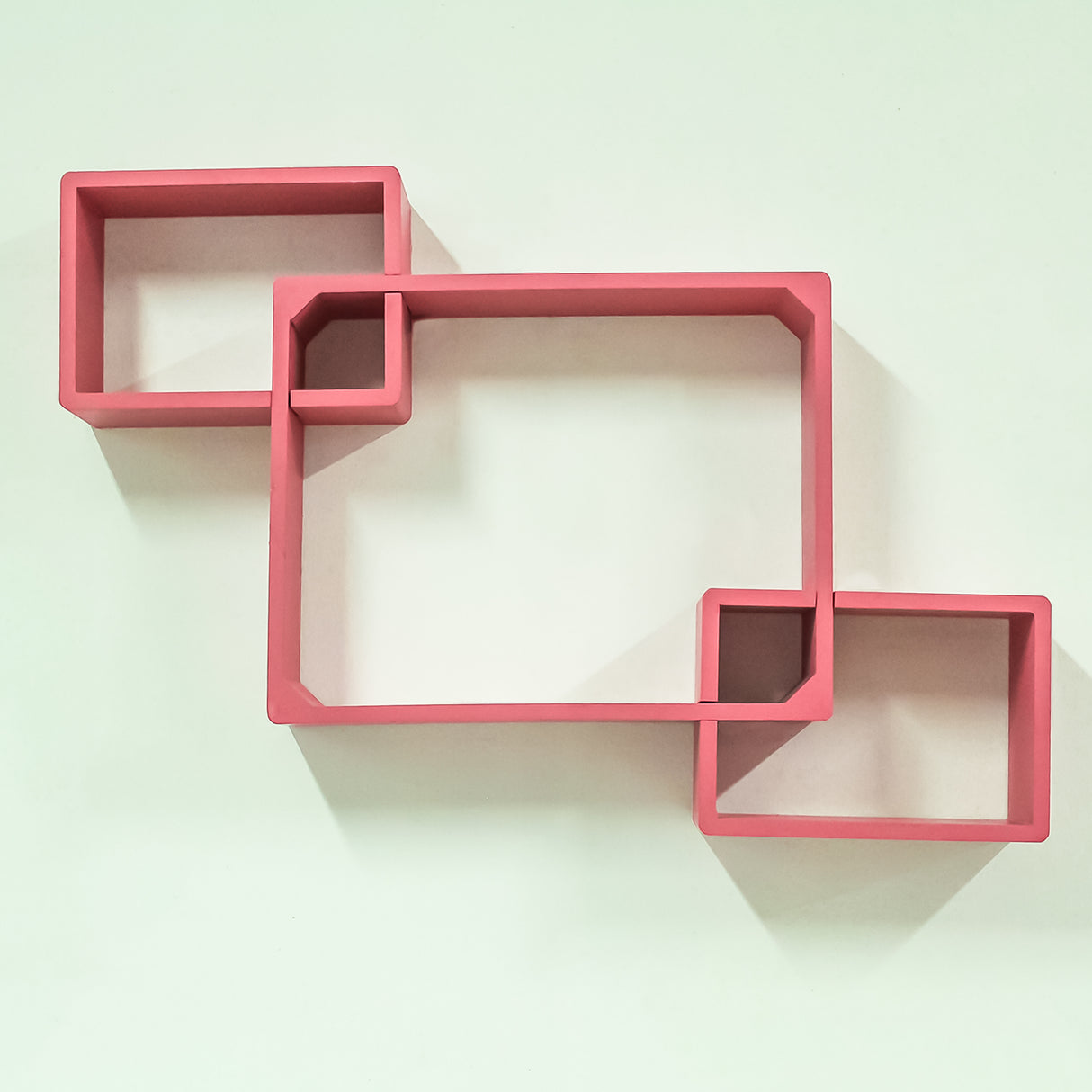 Cube Floating Shelves, 3 Square  Decorative Wall Shelf (Pink)