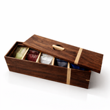 Luxury Walnut Tea Box with Maple Inlay – Wooden Tea Organizer for Tea Bags, Kitchen & Gifts
