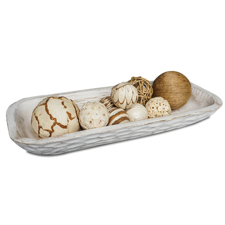 Wooden Dough Bowl Combo with Decorative Balls for Kitchen and Home Décor