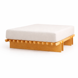 Luxury Solid Birch Wood Platform Bed – Scandinavian Minimalist Low Floor Bed Frame with Natural Finish & Strong Slats – Premium Modern Bedroom Furniture