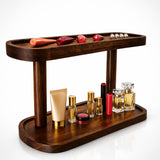 2-Tier Wooden Makeup Organizer for Vanity – Cosmetic, Skincare & Perfume Countertop Storage