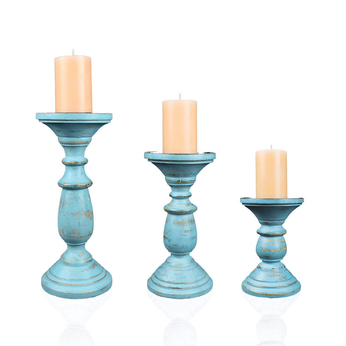 Wooden Handcrafted Candle Holders (Set of 3)