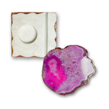 Elegant Pink Agate Candle Coasters