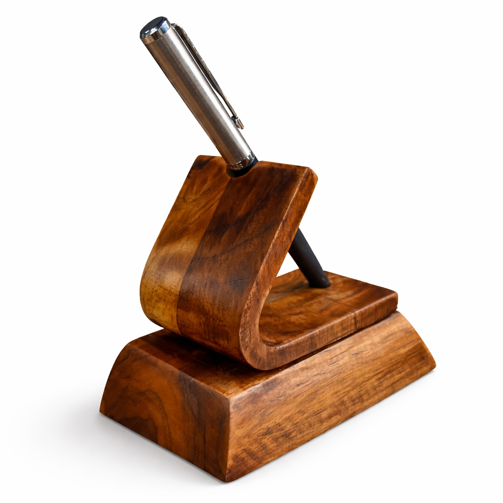Bent Wood Pen Holder in Solid Walnut | Luxury Wooden Desk Organizer | Handcrafted Pen Stand for Office, Writers & Gifts