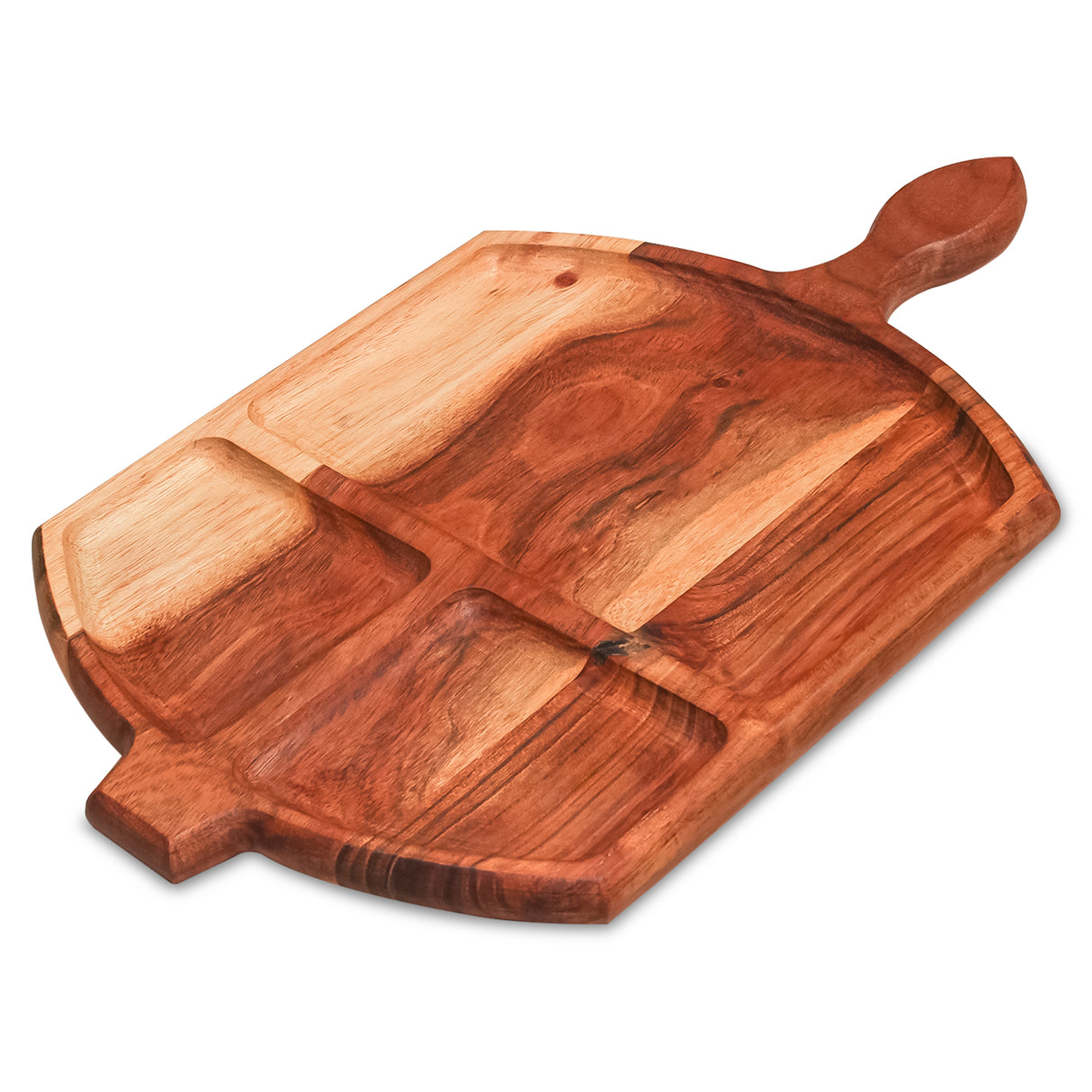 Serving Platter with Handle, Premium Acacia Serving Tray for Snacks and Housewarming