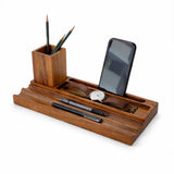 Wooden Desk Organizer & Pen Holder – Solid Wood Desktop Stationery Stand for Office Table, Study Desk & Home Workspace