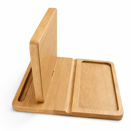 Handcrafted Wooden Book Valet & Nightstand Organizer – Premium Reading Stand with Glasses, Phone & Pen Holder