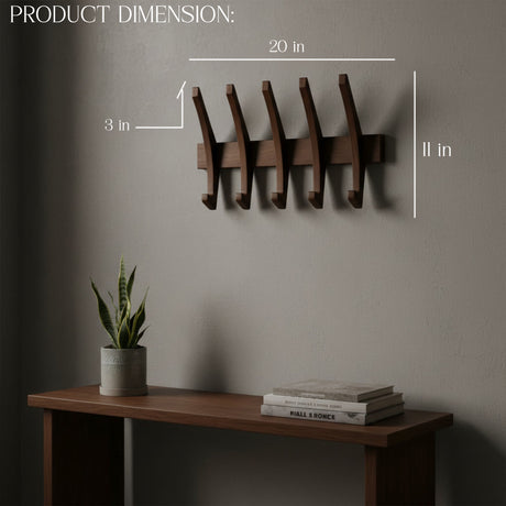 Wooden Wall Mounted Coat Rack – Modern Space Saving Wall Hook Rack for Entryway, Bedroom & Bathroom – Durable Natural Wood Jacket, Hat, Bag & Towel Organizer – Decorative Wall Hanger