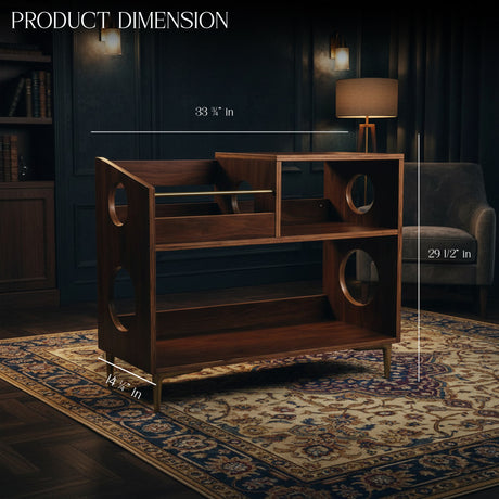 Luxury Vinyl Record Storage Cabinet – Wooden Turntable Stand with Open Shelves, High-Capacity LP Storage & Integrated Audio Shelf